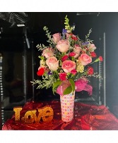 Large Swig cup arrangement  1 doz roses