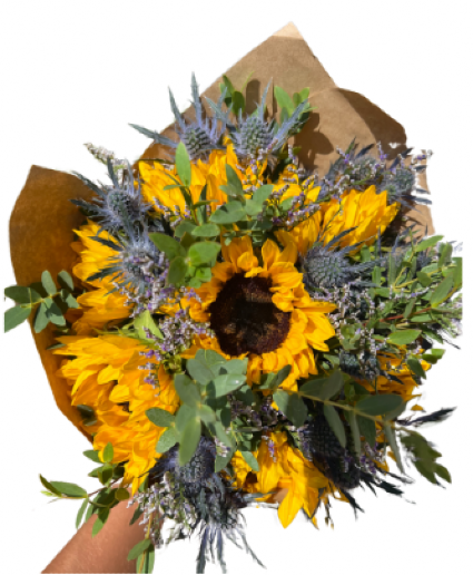 Swimming in sunshine Wrapped bouquet