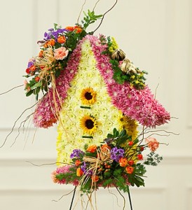 BIRD HOUSE OF SYMPATHY Standing Spray in Texas City, TX | FROM THE HEART FLORIST