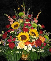 Sunflowers/Mixed Roses Sympathy Basket