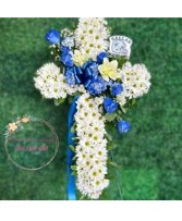 sympathy Blue and White Cross  