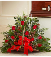 Sympathy Fireside Basket in Winter Colors Arrangement