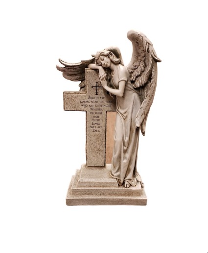 Sympathy Keepsake - Angel Resting on Cross 
