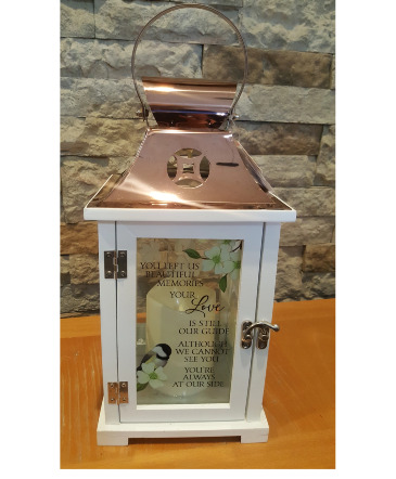 Sympathy Lantern with flameless candle Lantern keepsake for a lost loved one in Louisville, OH | DOUGHERTY FLOWERS, INC.