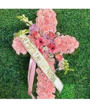 Sympathy Pink Cross Arrangement  