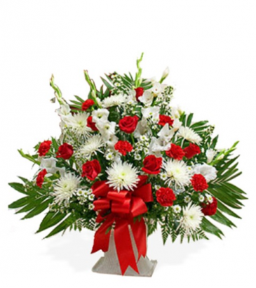 Sympathy Red & White Floor Basket basket