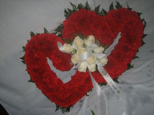 SYMPATHY STANDING DOUBLE HEART funeral  flowers