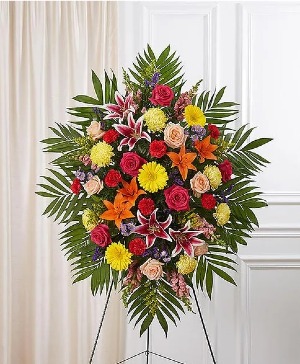 Sympathy Standing Spray WE CAN MODIFY COLORS ACCORDINGLY  TO YOUR REQUEST 