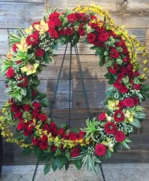 SYMPATHY WREATH 24" Red and green wreath