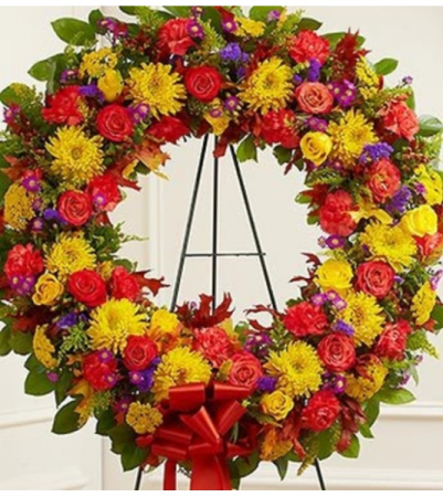 Sympathy Wreath in Fall Colors Standing Spray