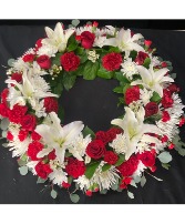 Sympathy wreath- Red White 