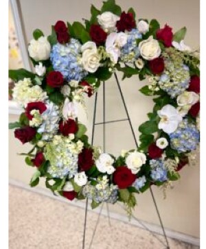 SYMPATHY WREATH 24" White , Blue , Red Mix 