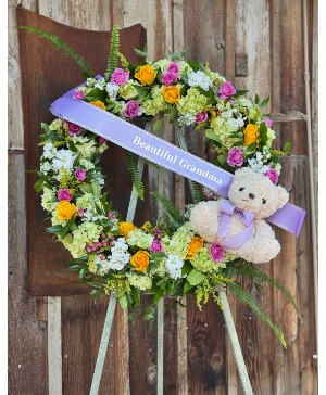 Sympathy Wreath with Teddy Bear Sympathy Wreath Standing Spray