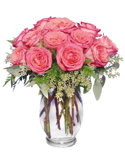 Symphony In Roses Coral Floral Vase
