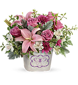 T19M200B Teleflora's Monarch Garden Bouquet DX Novelty Vase