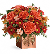 T19T300B Teleflora's Copper Petals Bouquet DX Copper Cube