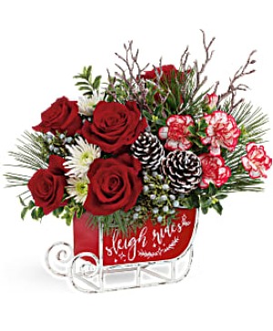 T21X305 Dashing Sleigh Bouquet Keepsake Vase