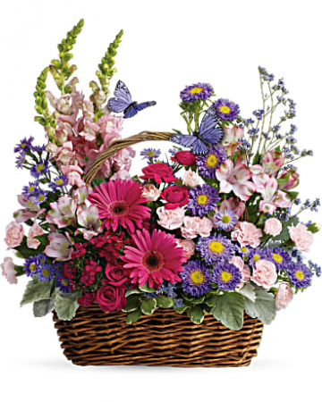 T48-3B Country Basket Blooms DX Basket Arrangement