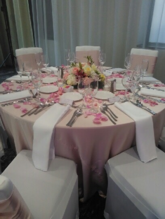 Table Centerpiece and Rose Petals Wedding