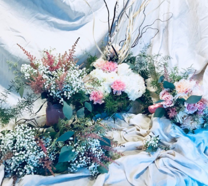 table centerpiece/ bridesmaids, shown in vases can be used as table decoration as well
