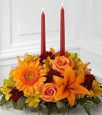 Thanksgiving Table Centerpiece  Orange Lilies Standard