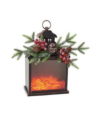 Tabletop LED Fireplace Lantern 