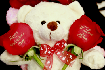 Talking Roses and Teddy 2 printed roses and a teddy bear!