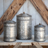 Tall Galvanized Canisters, Set of 3 Gifts