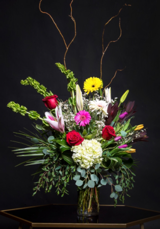 Tall Garden Mix Clear Vase Arrangement