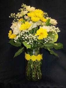 Tall Hobnail Vase with Daisies, $49.95 