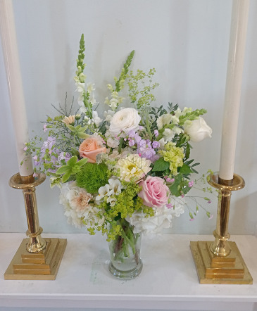 Tall Pastel  Vase Arrangement  in Glastonbury, CT | THE FLOWER DISTRICT