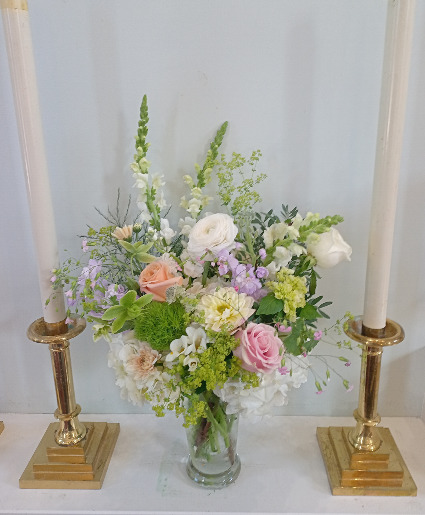 Tall Pastell Glass Vase Arrangement Designer's Choice