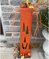 Tall Pumpkin Light Up Wooden Decor