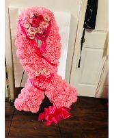 BREAST CANCER RIBBON SILK FLOWERS MADE IN THE SHAPE OF THE BREAST CANCER RIBBON