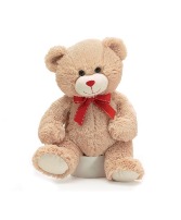 Tan Bear With Red Bow  