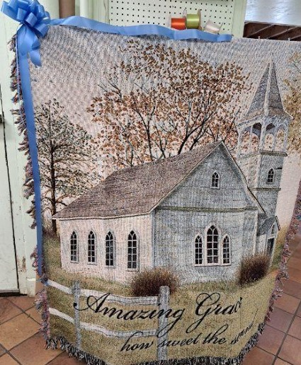 Tapestry Throw Displayed On Returned Easel