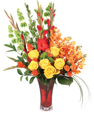 ORANGE UNIQUE Floral Arrangement in Brenham, TX - BRENHAM