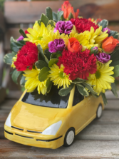 Taxi Cab Mixed flower arrangement