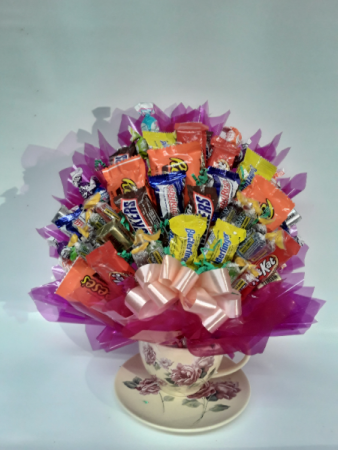 Tea cup and saucer candy bouquet 