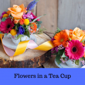 Tea Cup Flowers Arrangement