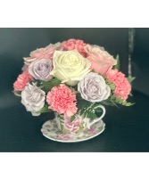 Tea for Bloom Tea cup arrangement 