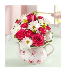 Tea Party Ceramic Tea Pot w/ Lid