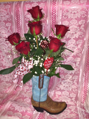 Teal Rose Boot in Fowlerville, MI | ALETA'S FLOWER SHOP Teal Rose Boot in Fowlerville, MI | ALETA'S FLOWER SHOP