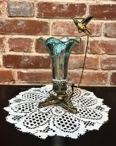 Teal & Silver Mercury Hummingbird Lily Lamp 