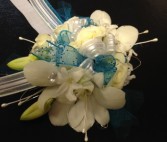 Teal & White Song prom flowers