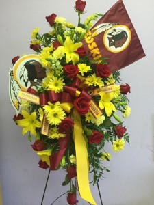 Funeral Flowers From Creative Expressions Florist Your Local Team Standing Spray In White Plains Md Creative Expressions Florist