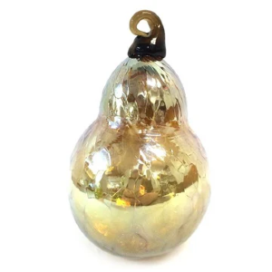 TED JOLDA  GOLDEN PEAR ORNAMENT Hand Blown Glass