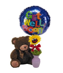 Teddy Bear Bundle- sunflower, balloon, and bear Gift