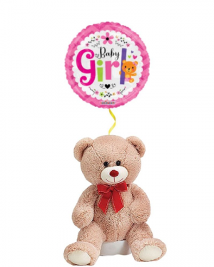 Teddy Bear for Baby Girl with Mylar 
