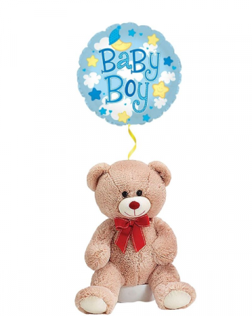 Teddy Bear for Baby Boy with Mylar in Coral Springs, FL | DARBY'S FLORIST Teddy Bear for Baby Boy with Mylar in Coral Springs, FL | DARBY'S FLORIST